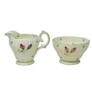 Bell Fine Bone China Sugar Bowl and Creamer Set